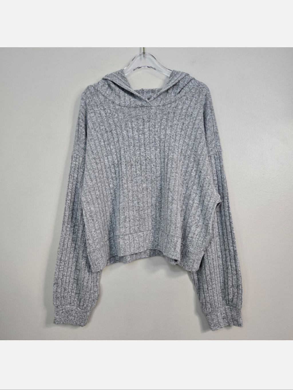 Gap Kids Gray Softspun Ribbed Crop Hoodie, Size 10 ~ Vguc